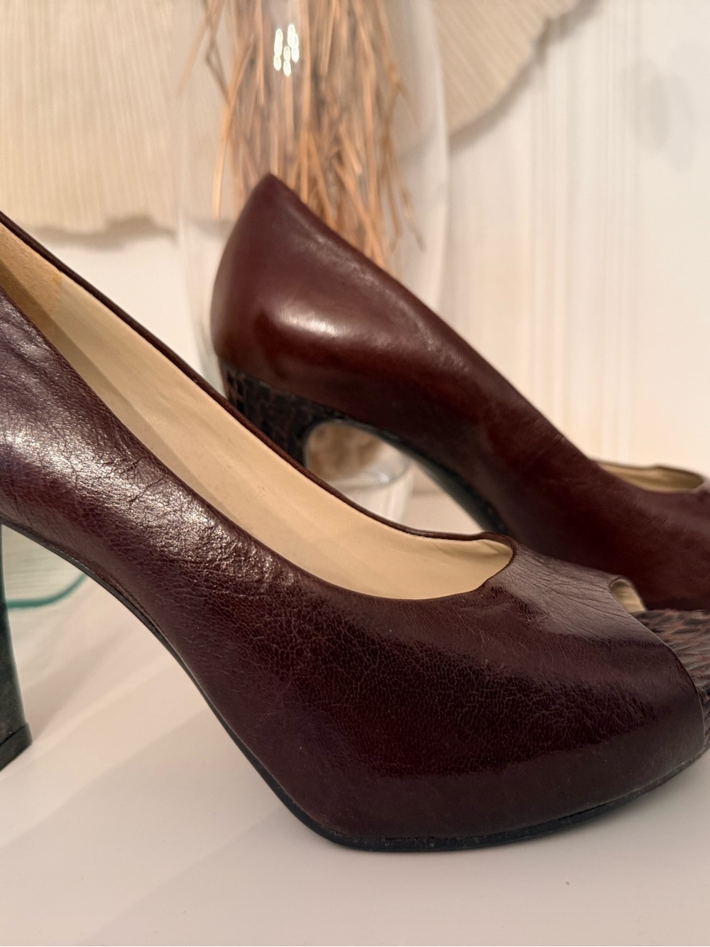 Naturalizer Women's Peep-Toe Pumps in Dark Burgundy